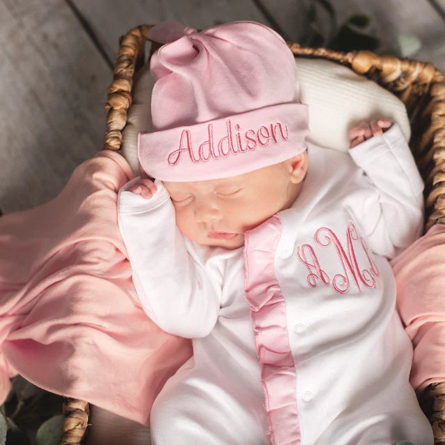 newborn coming home dresses Personalized Baby Girl Hospital Outfit, Baby Shower Gift, Coming Home Clothing, Expectant Mothers Present