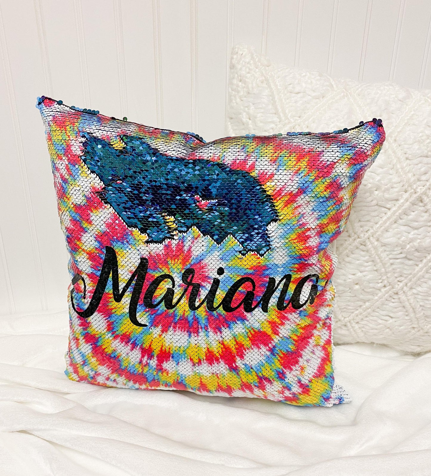 Personalized Pillow, Sequin Pillow, Tie Dye, Christmas Gifts, Teen Gifts,