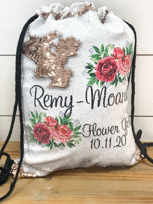 Personalized Drawstring Backpack, Flower Girl Proposal, Gift for Flower Girl