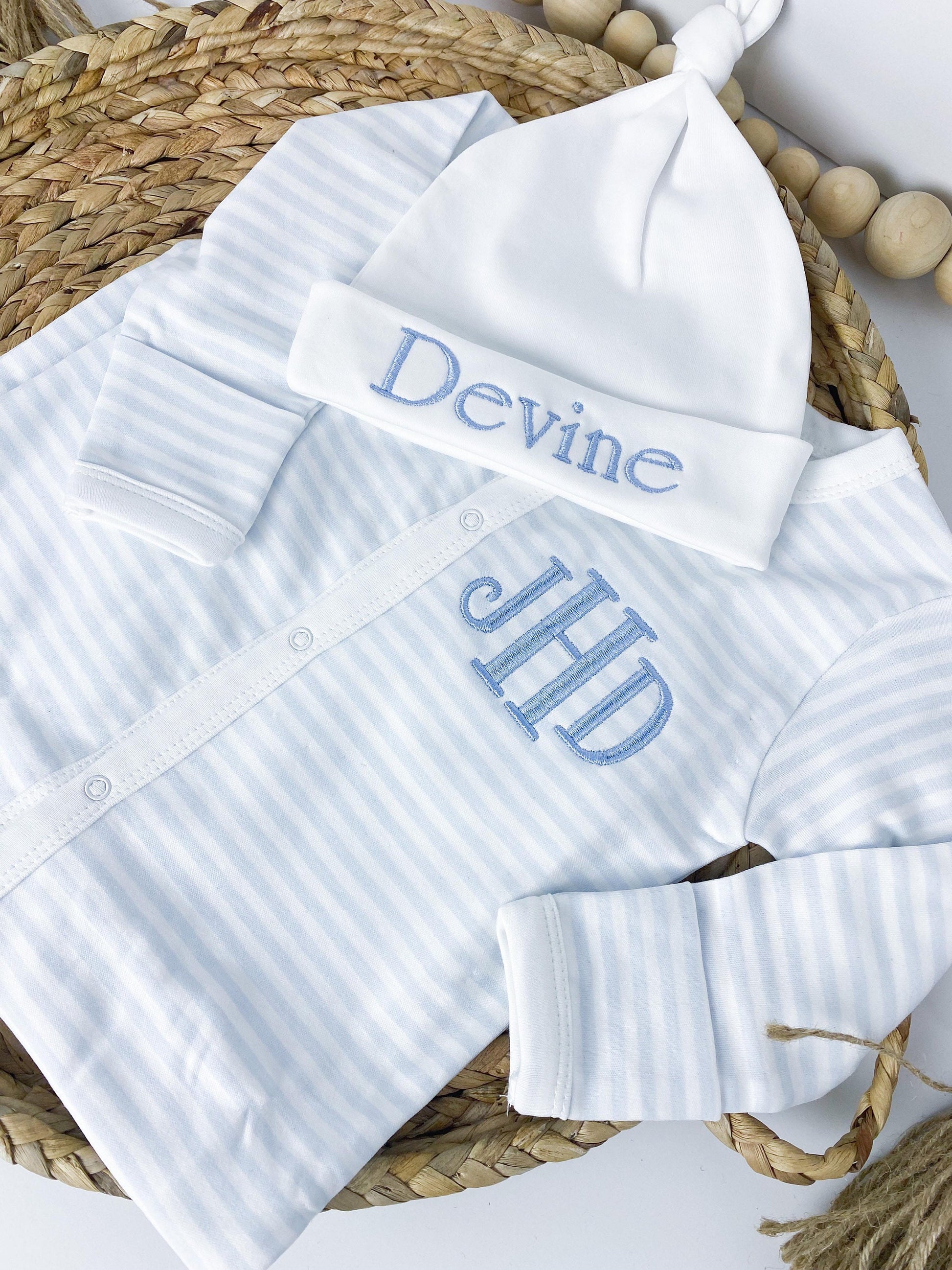 Baby Boy Coming Home Outfit, Monogrammed Baby Outfit, Baby Romper, Baby Shower Gift for Boy