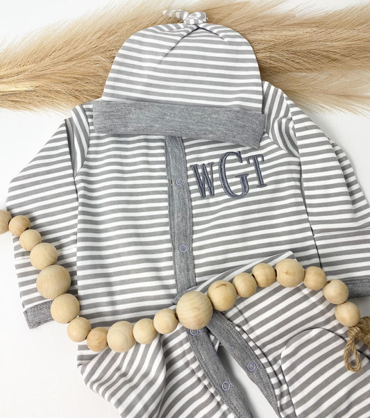 Baby Boy Coming Home Outfit, Monogrammed Baby Outfit, Baby Romper, Baby Shower Gift for Boy