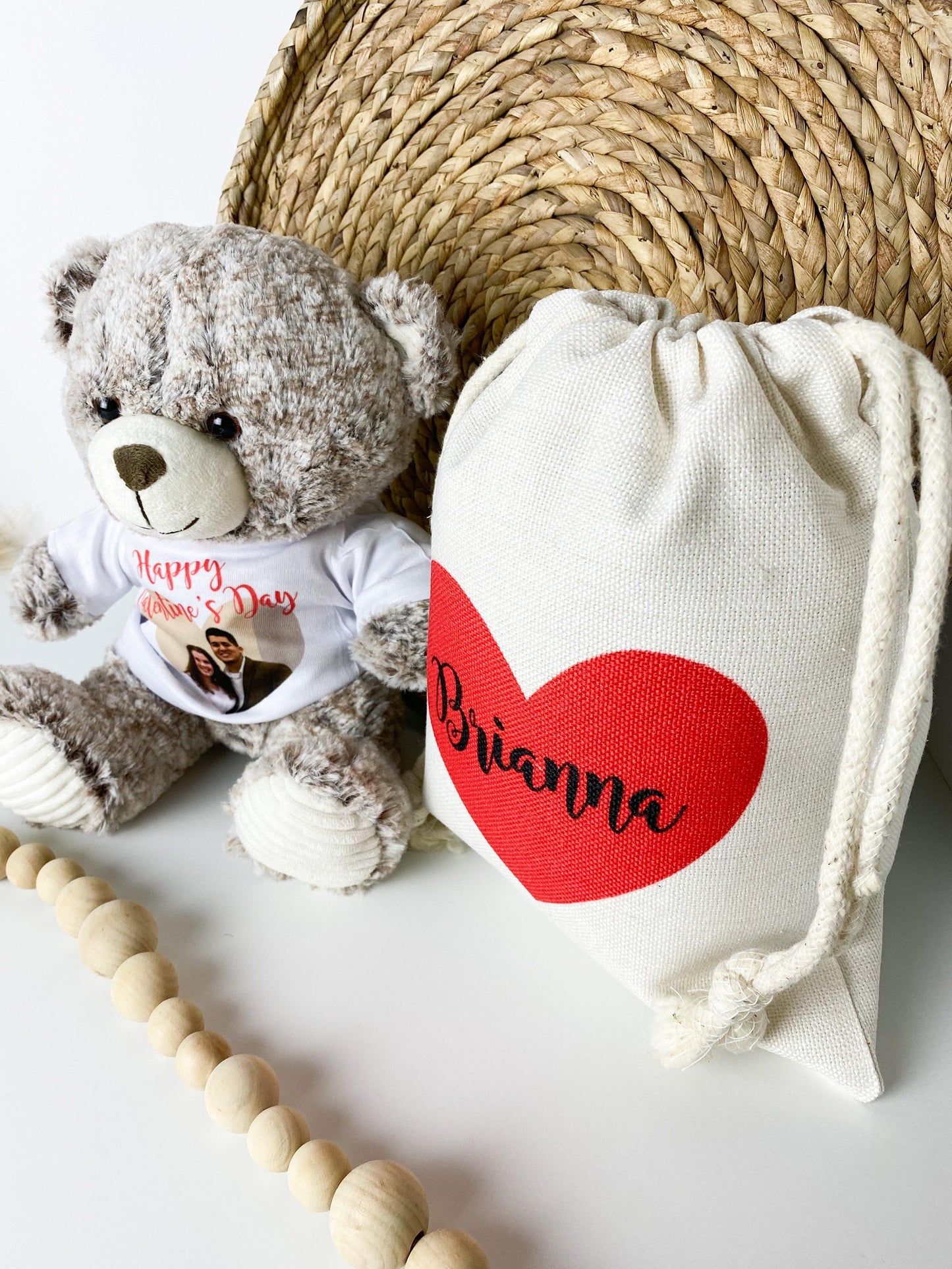 Personalized Valentine's Day Teddy Bear, Gift for Girlfriend, Custom Teddy Bear Shirt with Photo