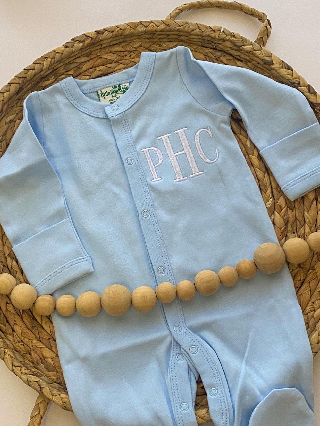 Baby Boy Outfit for Hospital, Personalized Baby Gift, Footie Romper, Newborn Boy outfit, Monogrammed sleeper