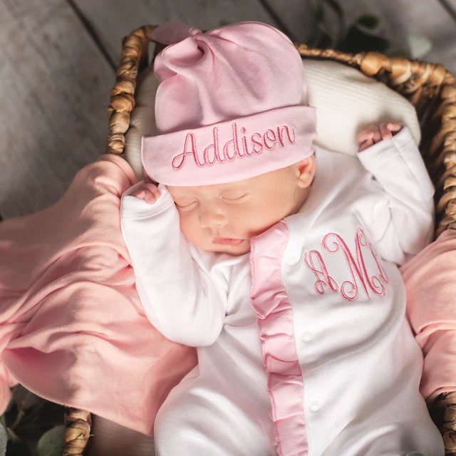 Personalized Baby Girl Hospital Outfit, Baby Shower Gift, Coming Home Clothing, Expectant Mothers Present