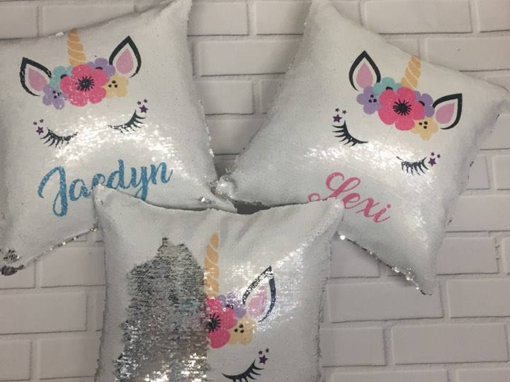 Monogrammed Reversible Sequin Pillow Cover, Custom Mermaid Sequin Pillow Cover , Hidden Message Pillow cover, Birthday Pillow Cover