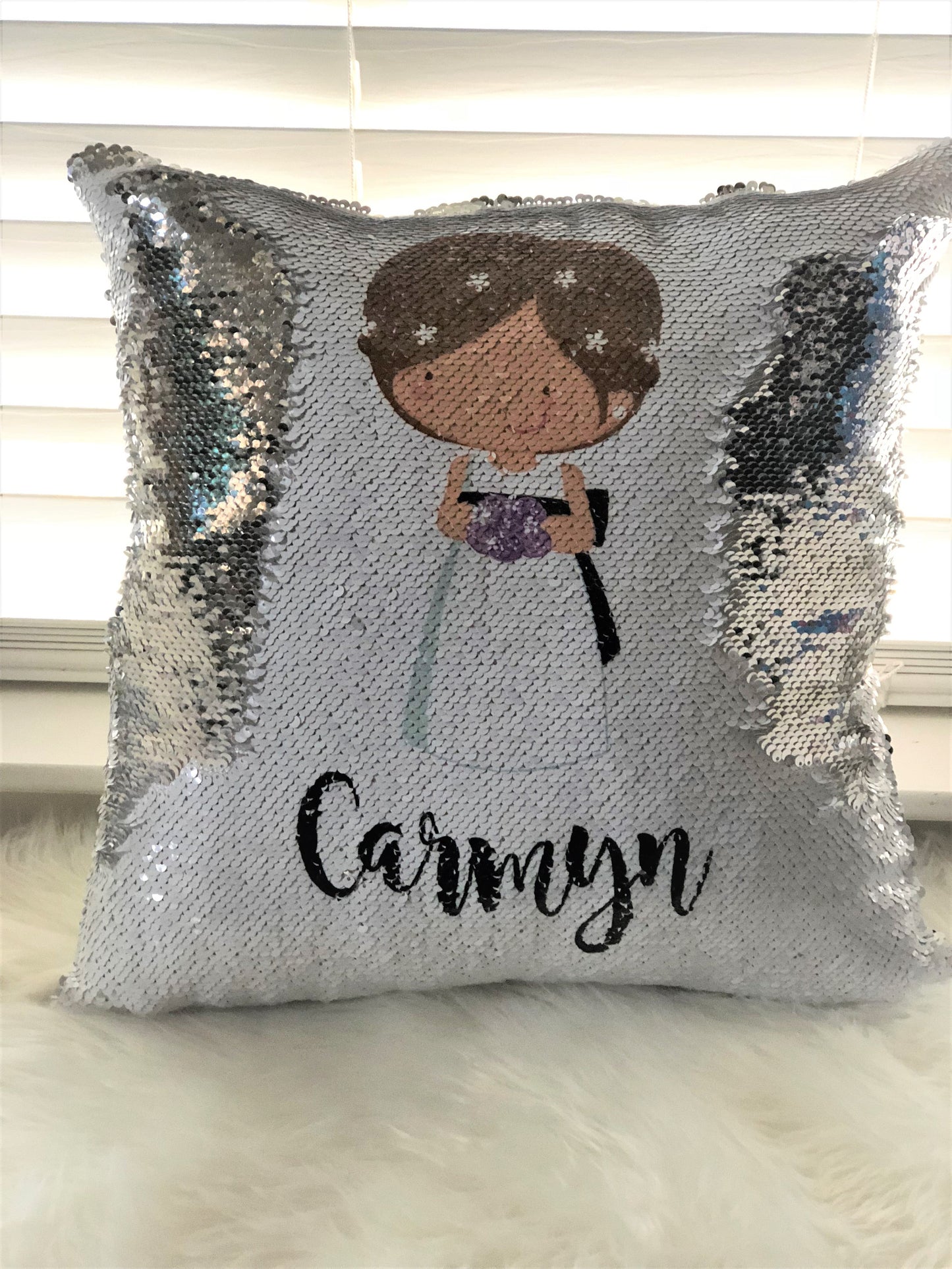 Personalized Flower Girl Gift - Flower Girl Proposal - Custom Sequin Flower Girl Pillow Cover