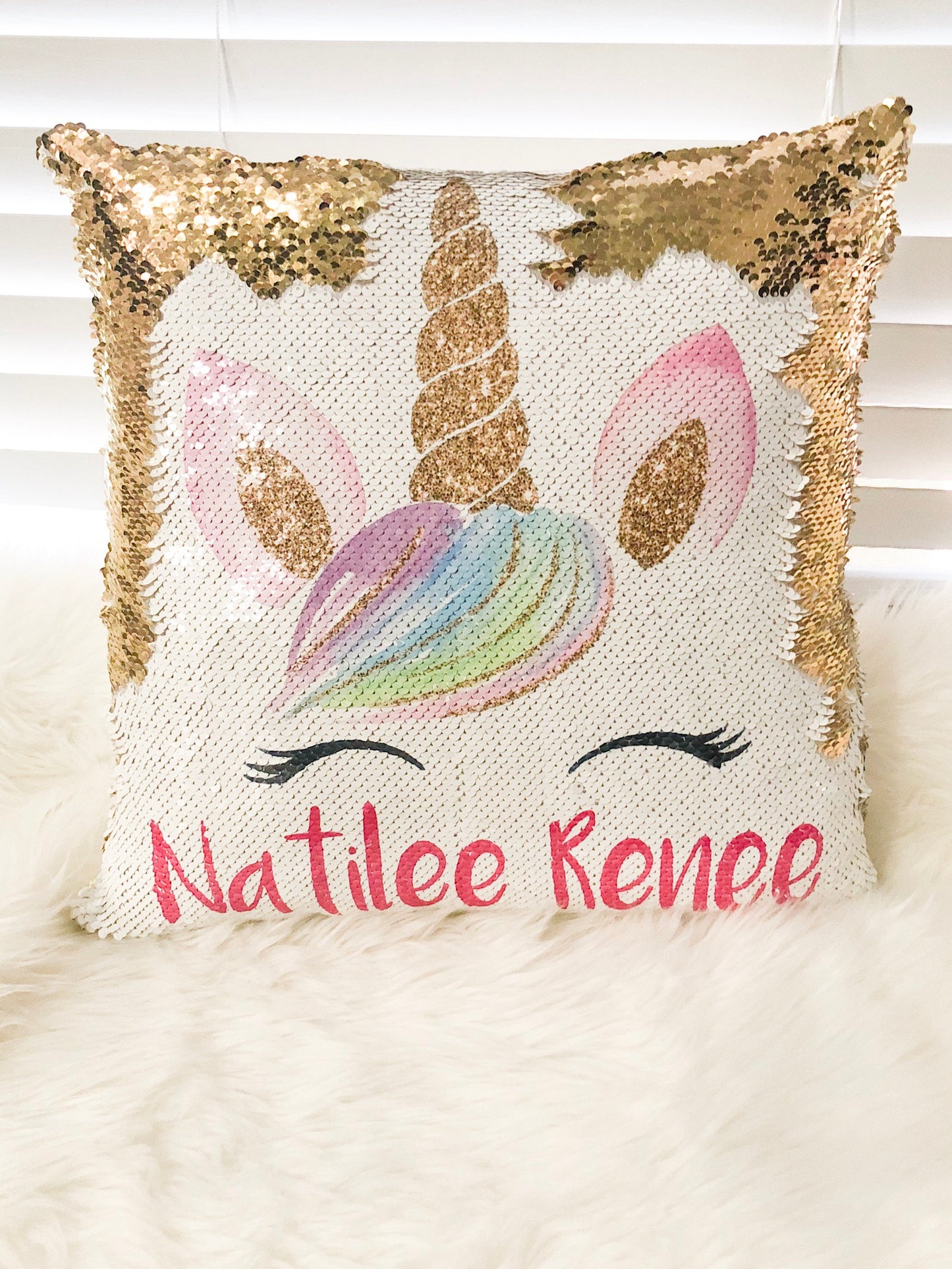 Unicorn Sequin Pillow - Personalized Unicorn Reversible Sequin Pillow - Unicorn Glitter Pillow - WITH PILLOW INSERT