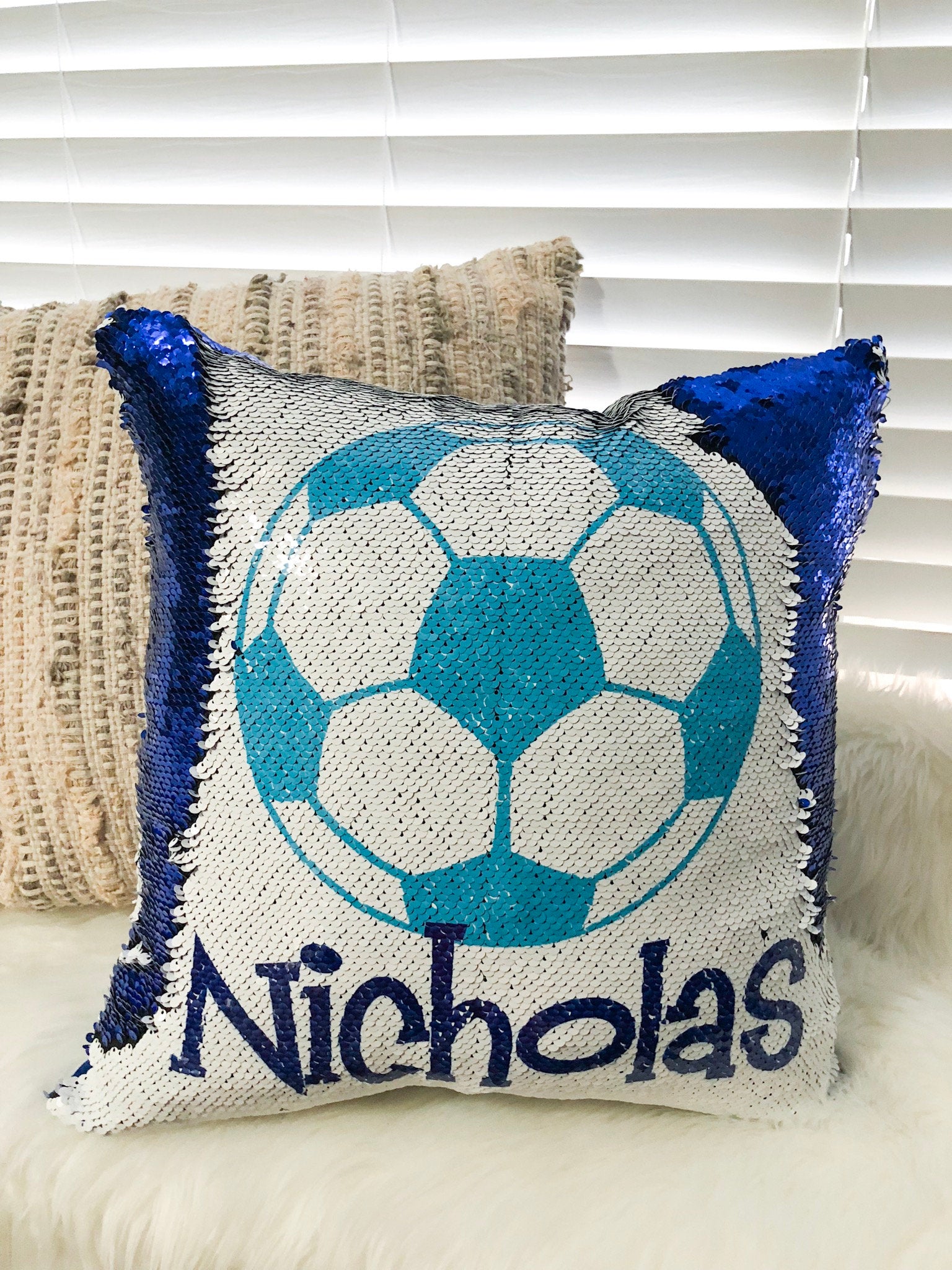 Personalized Train Sequin Pillow Cover, Custom Boy Sequin Pillow Cover , Construction Reversible Sequin Pillow, Birthday Pillow Cover