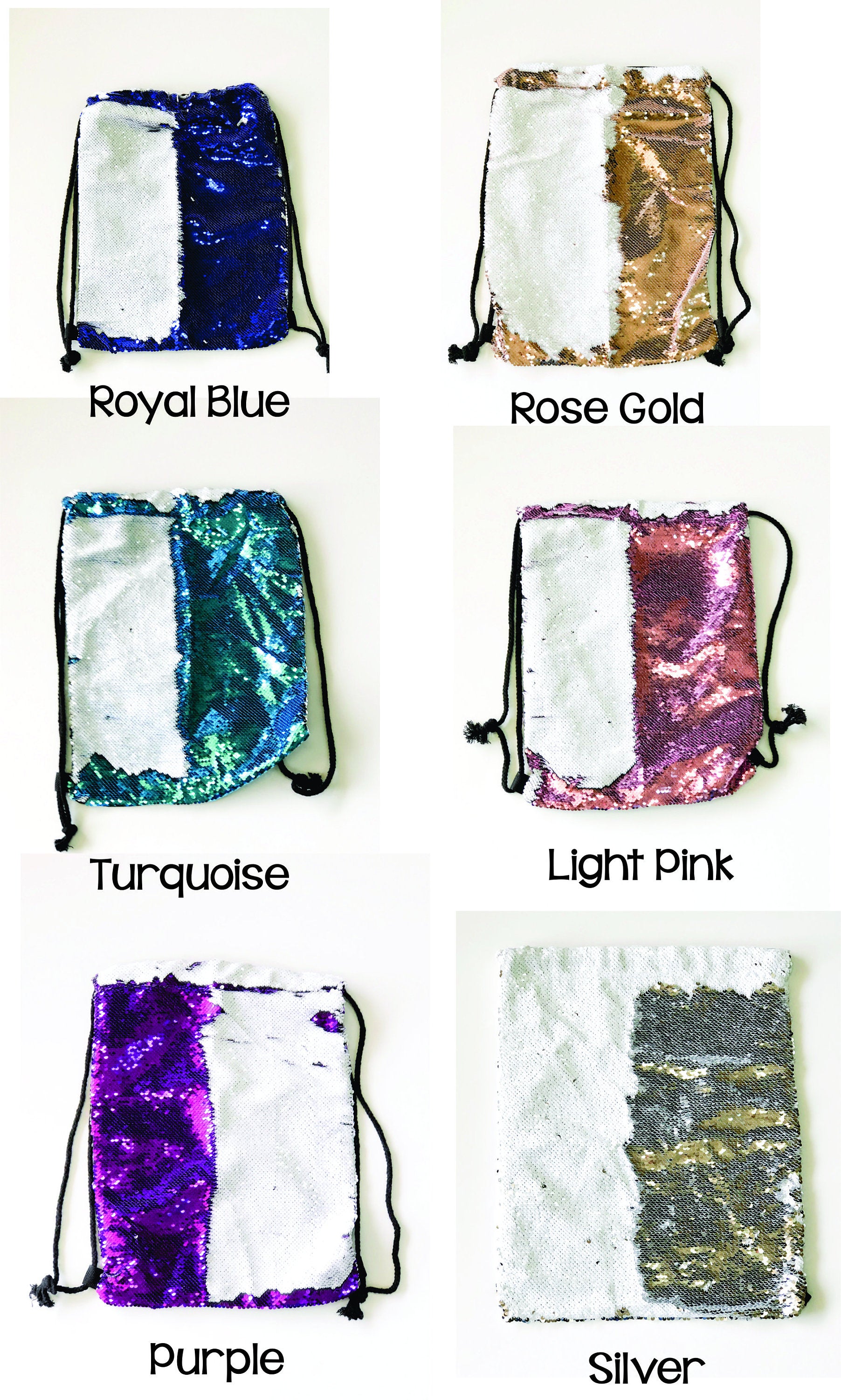 Sequin Backpack - Personalized Unicorn Back Pack - Mermaid Sequin Drawstring Bag