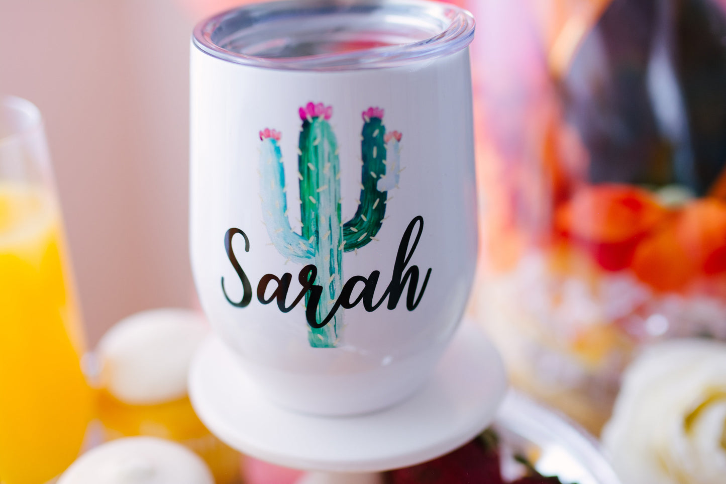 Personalized Bridesmaid Tumbler - Personalized Cactus Stemless Wine - Custom Wine Glass - Bridal Party Tumblers