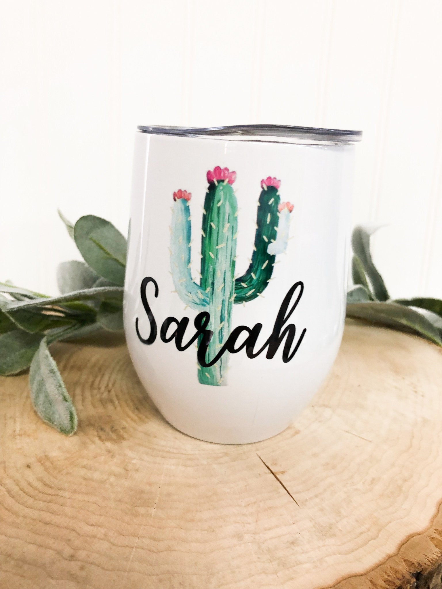 Personalized Bridesmaid Tumbler - Personalized Cactus Stemless Wine - Custom Wine Glass - Bridal Party Tumblers