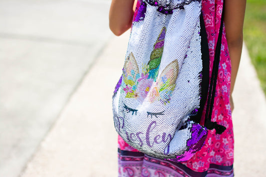 Personalized Drawstring Bag, Unicorn Backpack, Christmas Gifts for Sister,