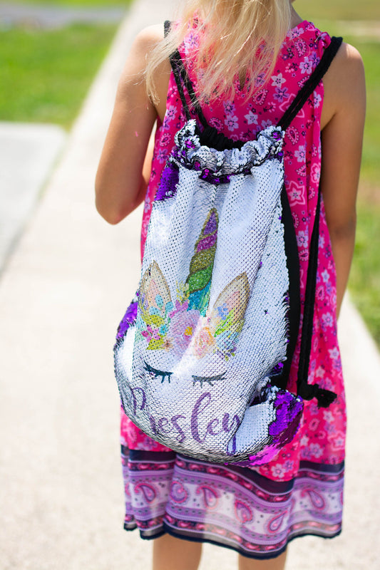 Personalized Drawstring Bag, Unicorn Backpack, Christmas Gifts for Sister,