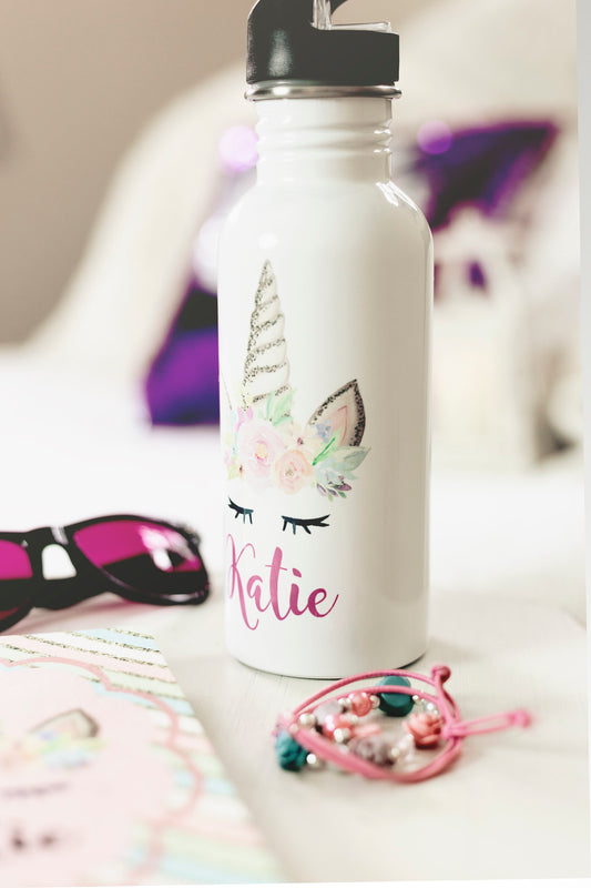 Personalized Unicorn Waterbottle - Christmas Gift for Her - Custom Water Bottle - Back to School Waterbottle