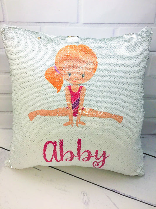 Custom Reversible Sequin Pillow Cover, Gymnastics Pillow Cover, Christmas Gift for Her, Birthday Pillow Cover