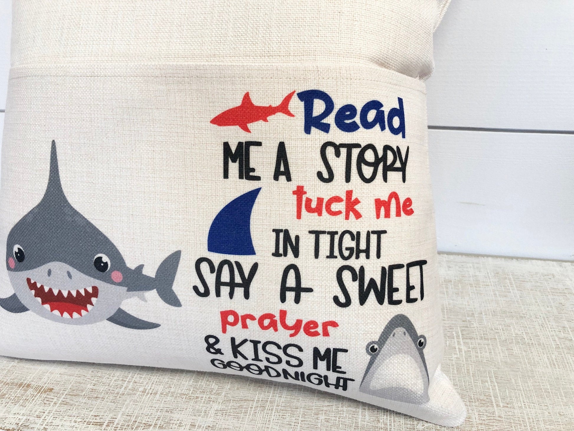 Chrsitmas Gift for Kids, Book Pillow, Personalized Shark Pillow, Gift for Grandson