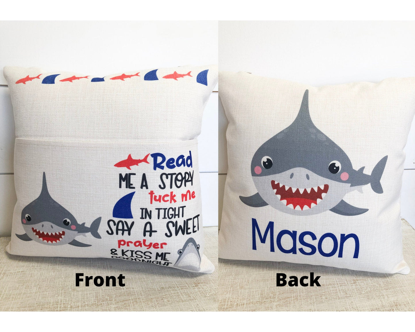 Chrsitmas Gift for Kids, Book Pillow, Personalized Shark Pillow, Gift for Grandson