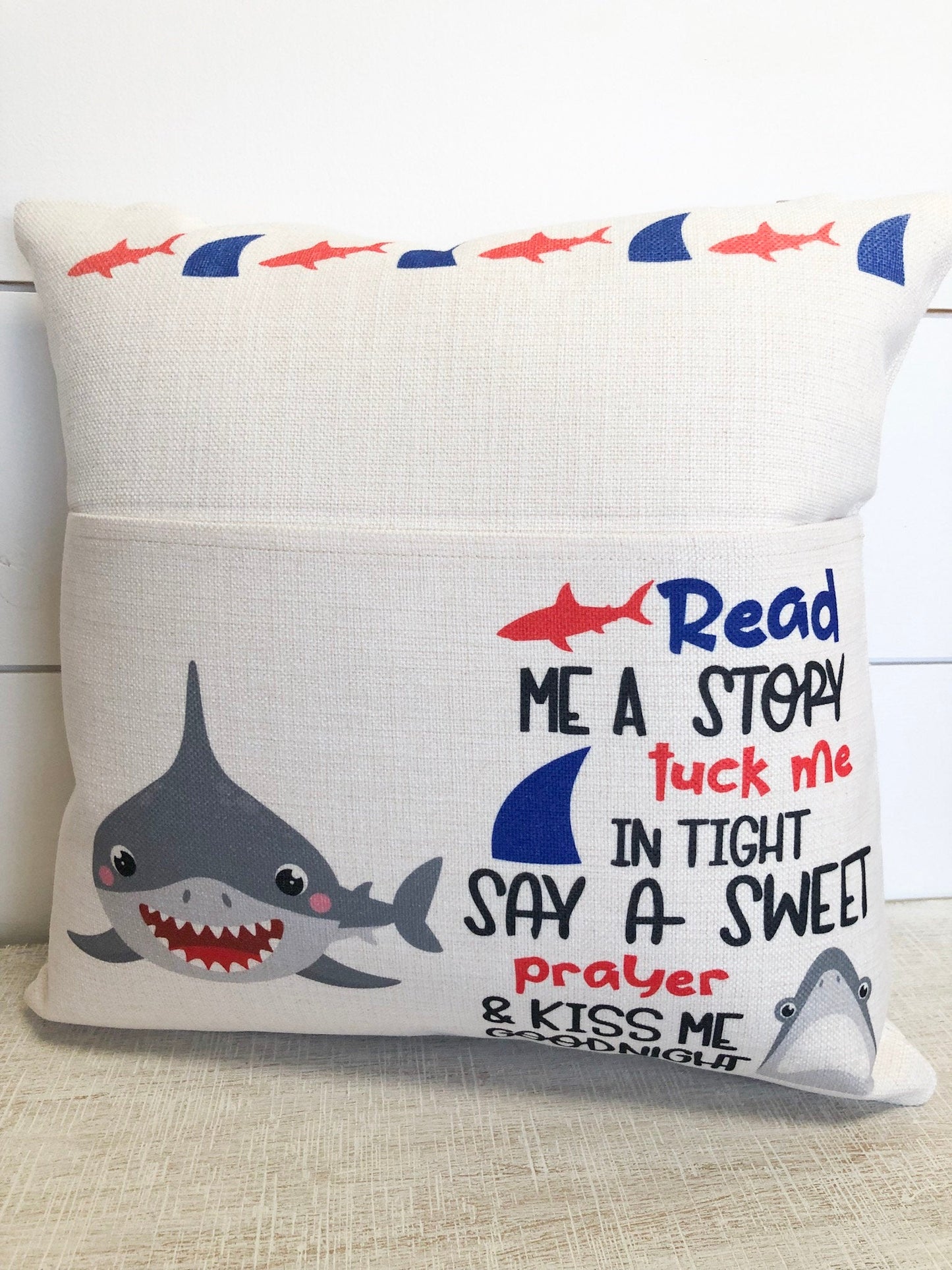 Chrsitmas Gift for Kids, Book Pillow, Personalized Shark Pillow, Gift for Grandson