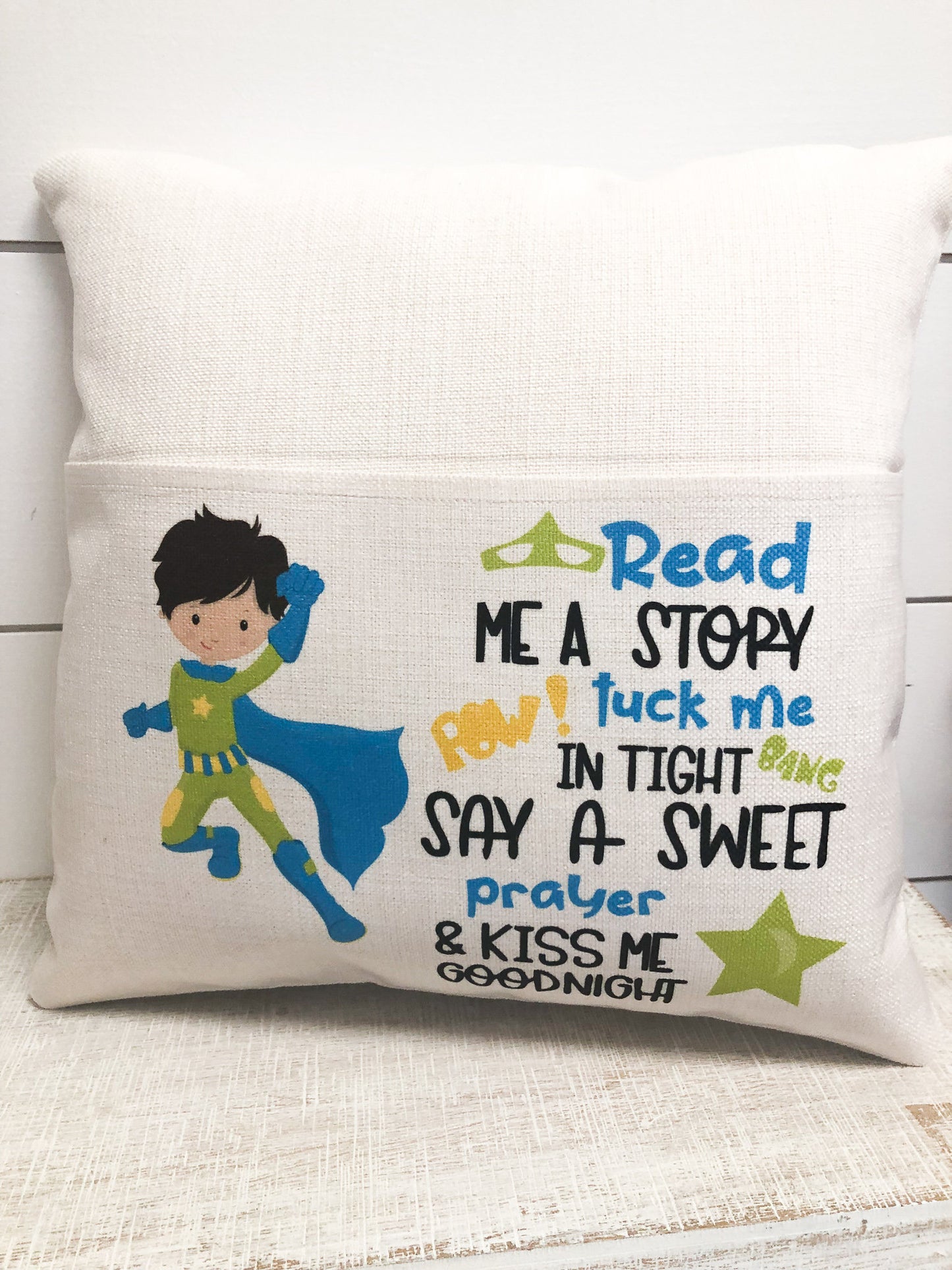 Christmas Gift for Boy, Personalized Pillow, Superhero Book Pillow