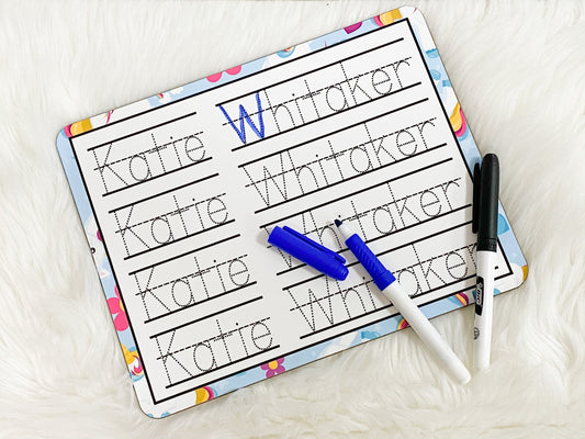 Personalized Handwriting Tracing Dry Erase Board, Preschooler handwriting practice board