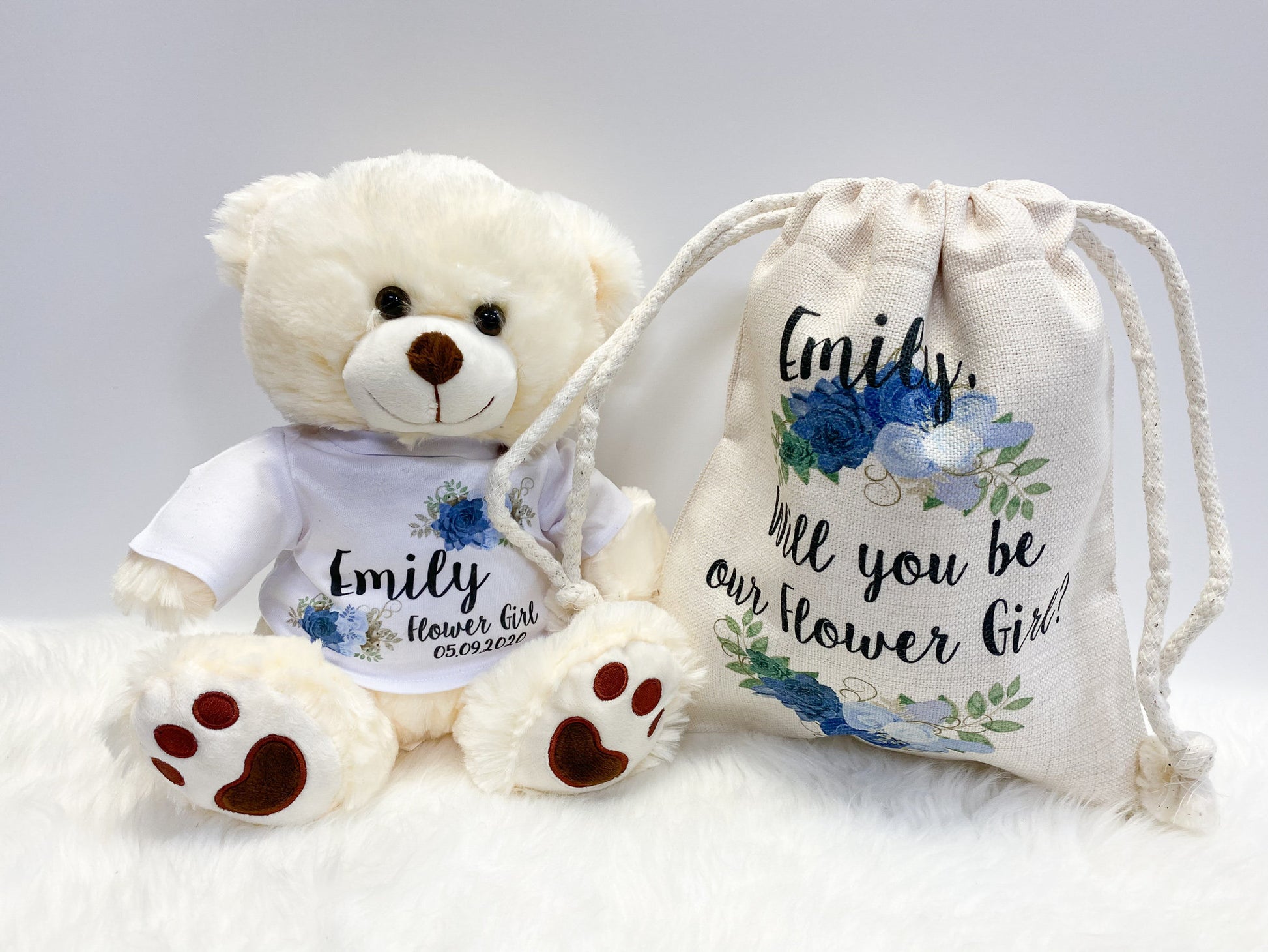 Flower Girl Gift, Personalized Teddy Bear, Flowergirl proposal