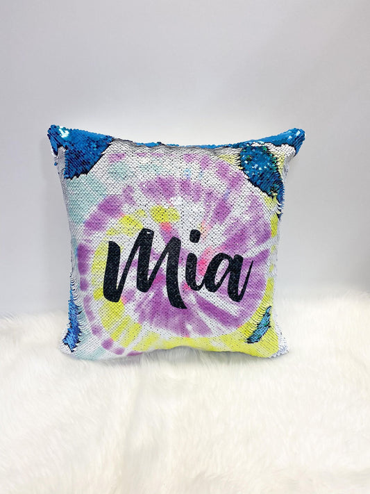 Personalized Tie Dye Sequin Pillow, Tye Dye Pillow, Gift for Teenager